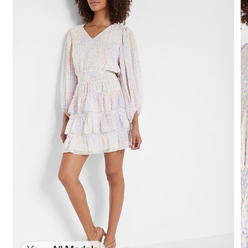 Express smocked waist tiered ruffle mini dress NWT